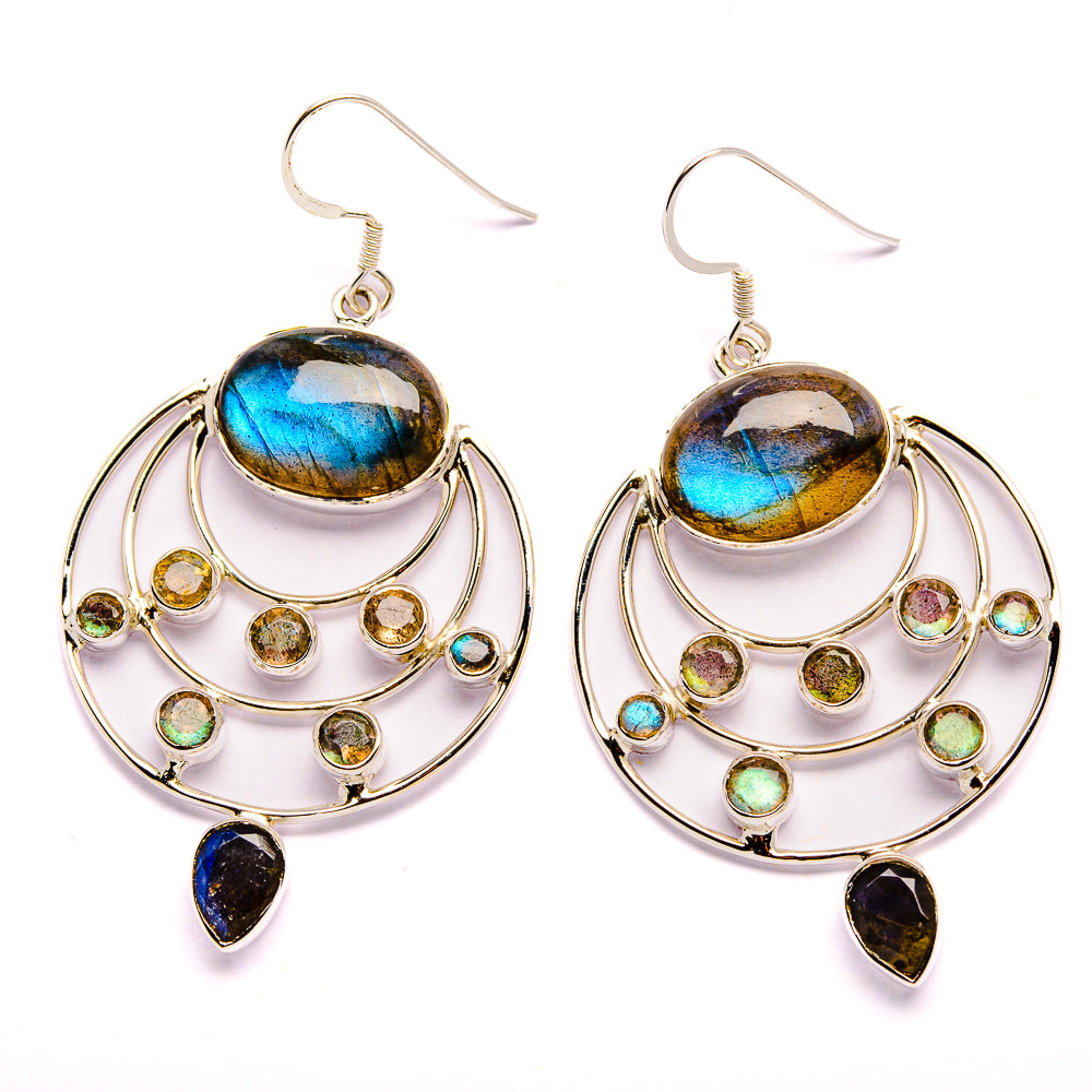 Signature Labradorite Earrings 2 3/8" (925 Sterling Silver) EARR431975