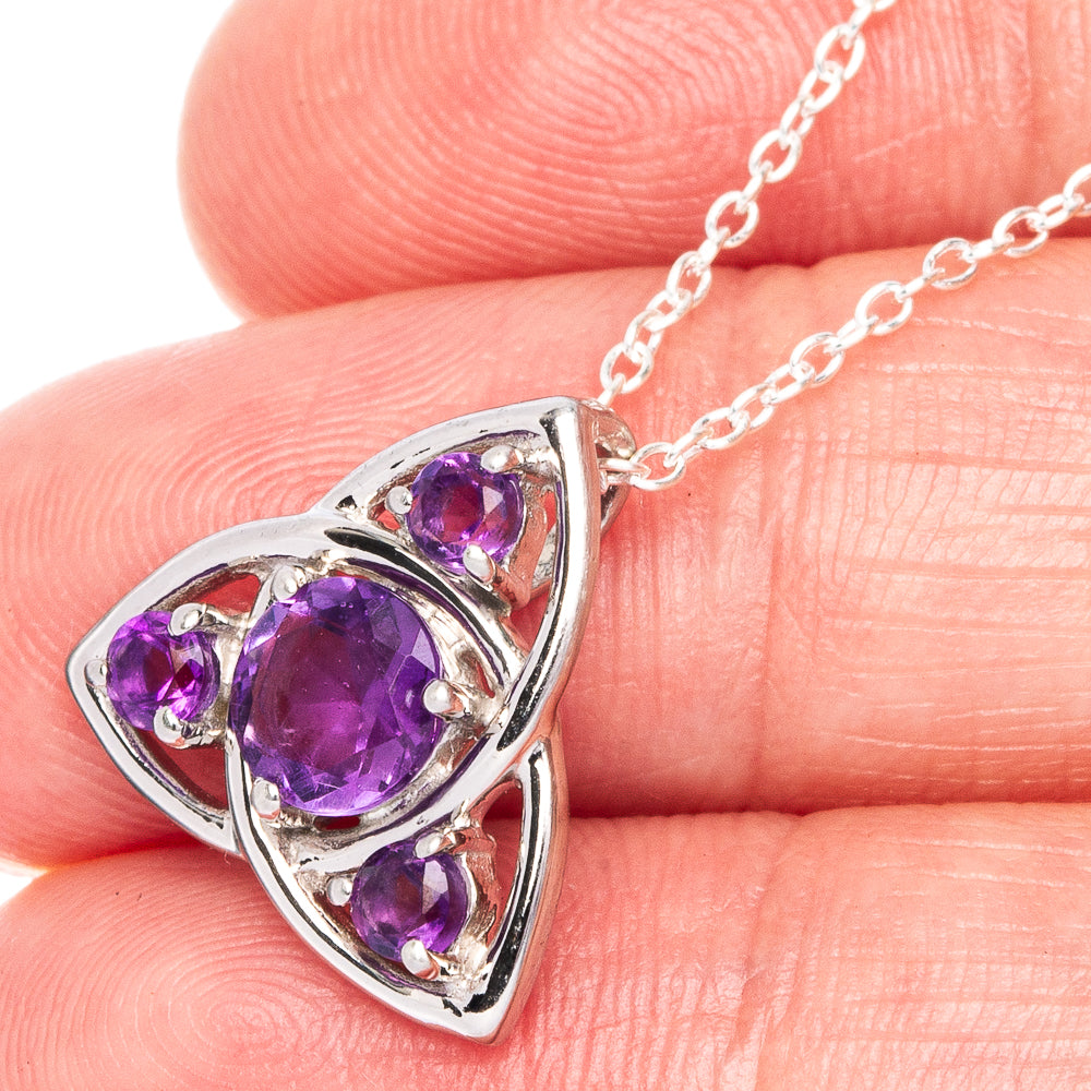Faceted Amethyst Necklace 18 1/4" (925 Sterling Silver) N90045