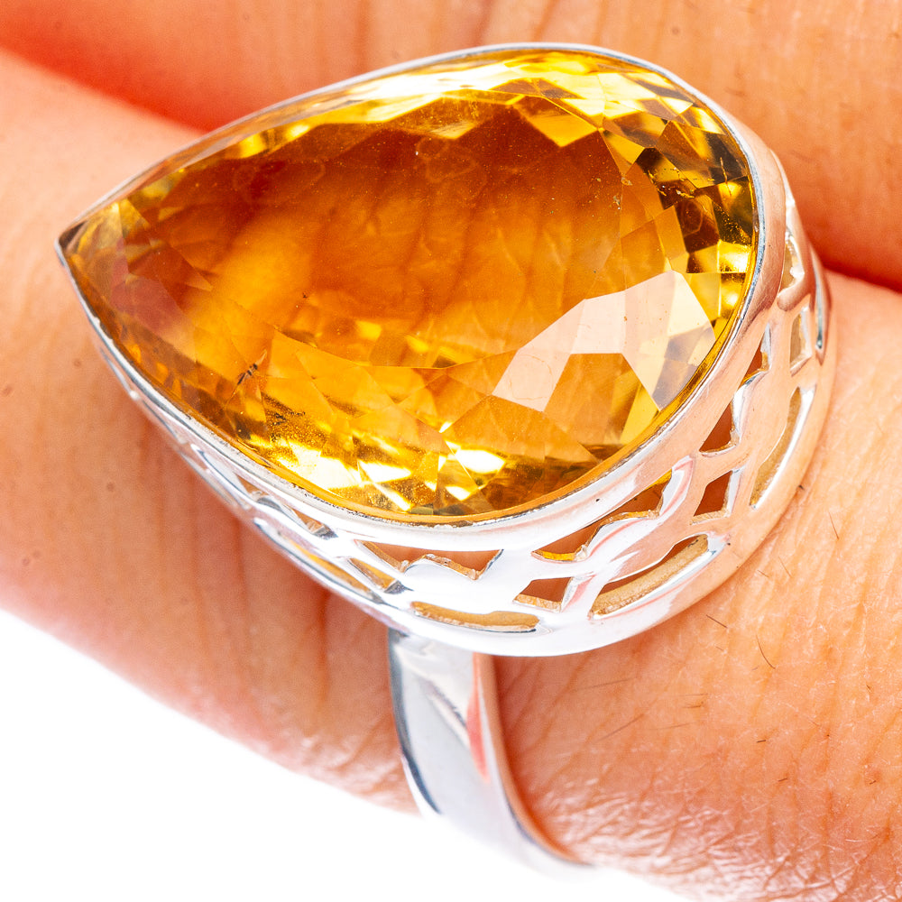 Rare Faceted Citrine Ring Size 8.75 (925 Sterling Silver) R147107