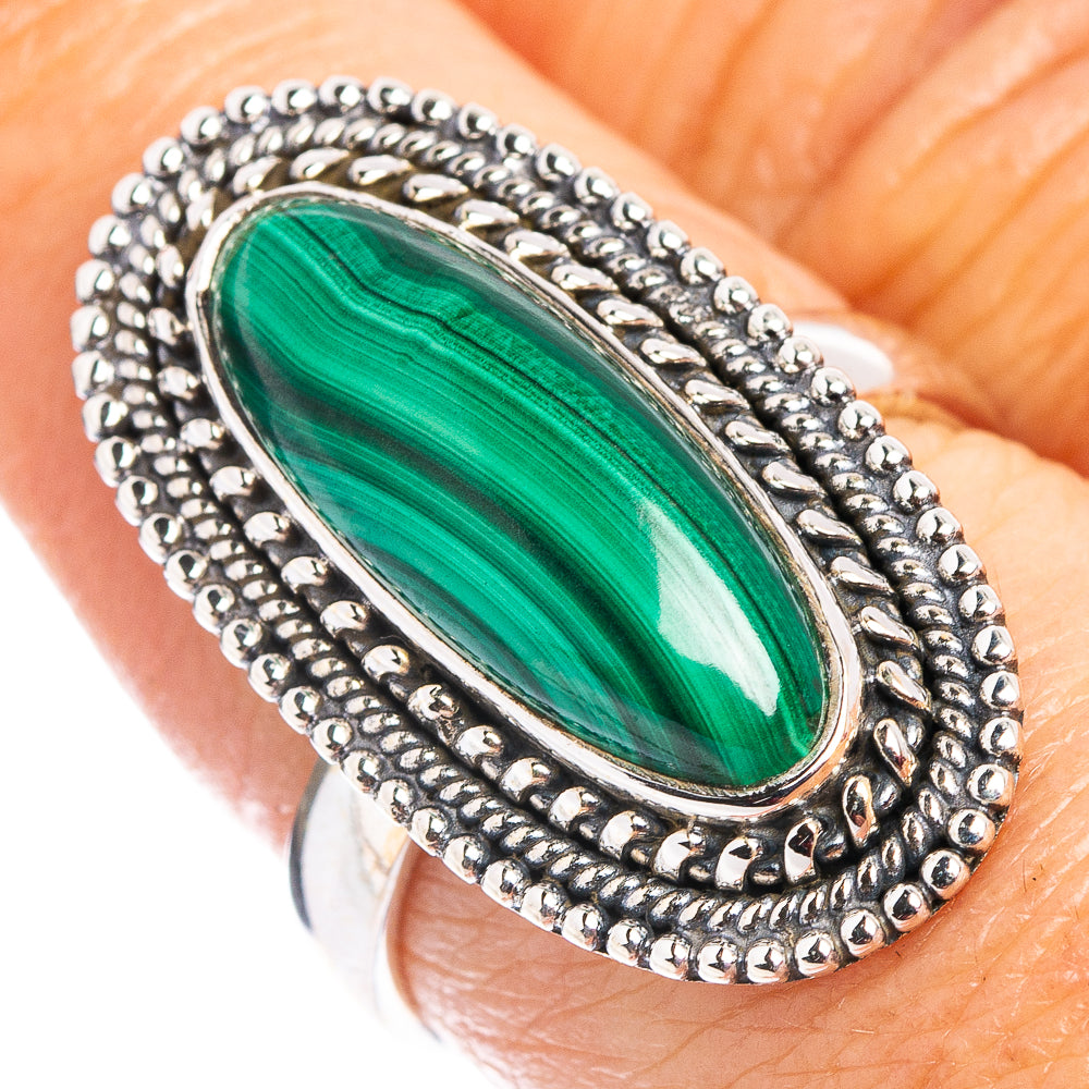 Malachite Ring Size 7.5 (.925 Sterling Silver)