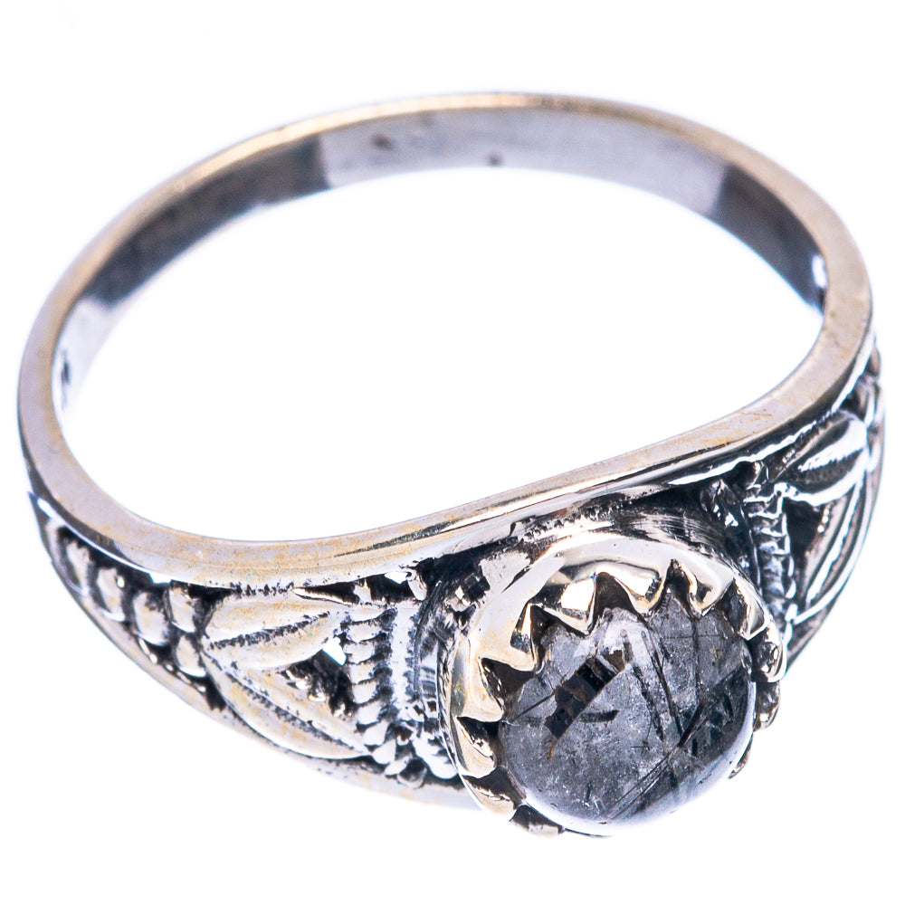 Tourmalinated Quartz Dainty Ring Size 6.5 (925 Sterling Silver) R5909