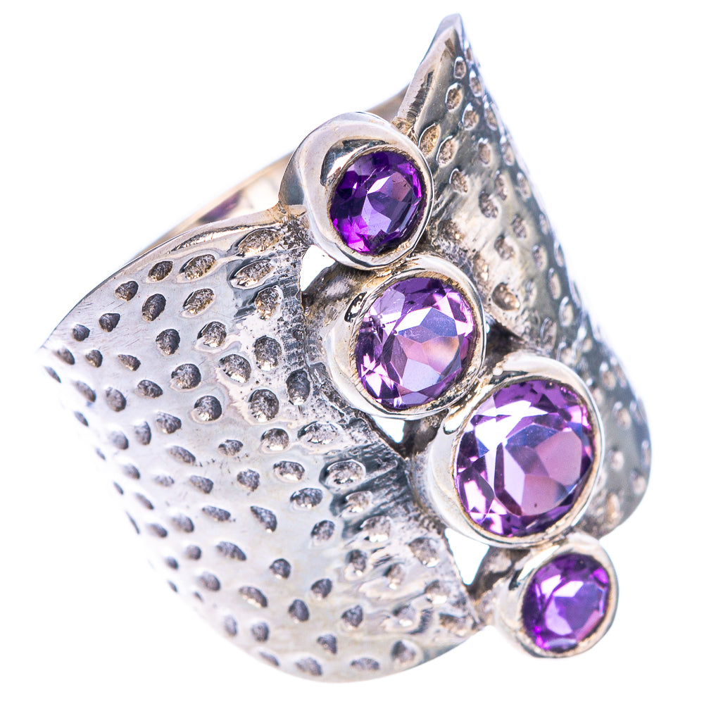 Faceted Amethyst Ring Size 7.75 (925 Sterling Silver) R1528