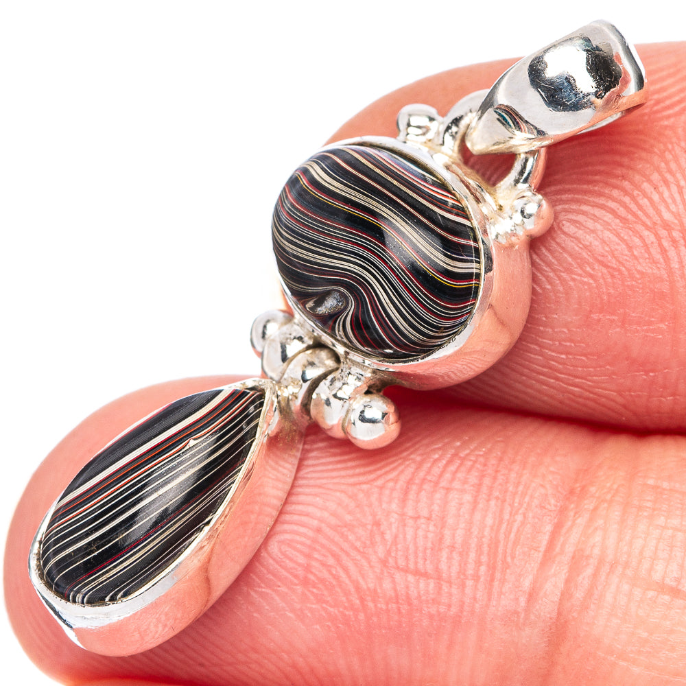 Rare Fordite Pendant 1 3/8" (925 Sterling Silver) P39974