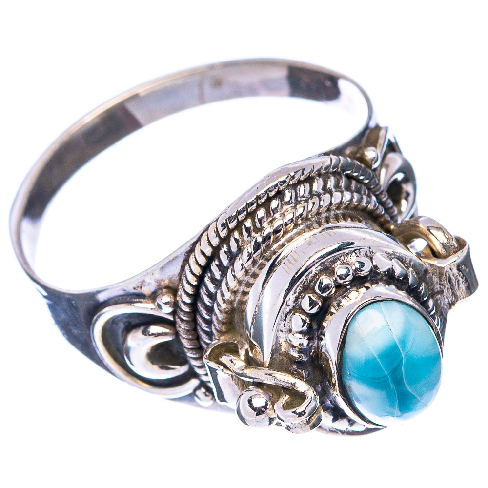 Larimar Poison Ring Size 7.75 (.925 Sterling Silver)