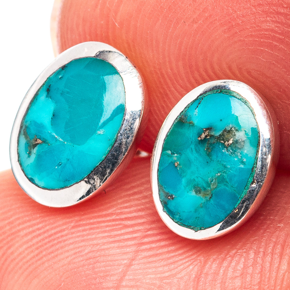 Mohave Turquoise Earrings 3/8" (.925 Sterling Silver)