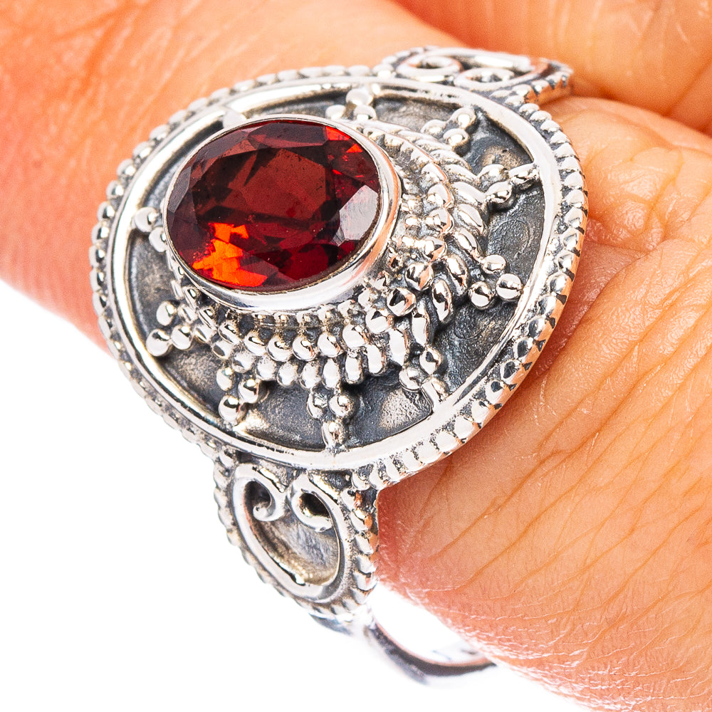 Garnet Ring Size 9 (925 Sterling Silver) R7965