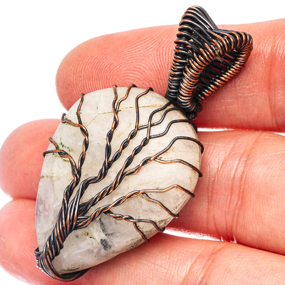 White Quartz Tree of Life Pendant 1 7/8" (Oxidized Copper)