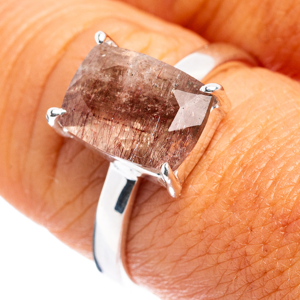 Rare Super Seven Ring Size 8 (.925 Sterling Silver)