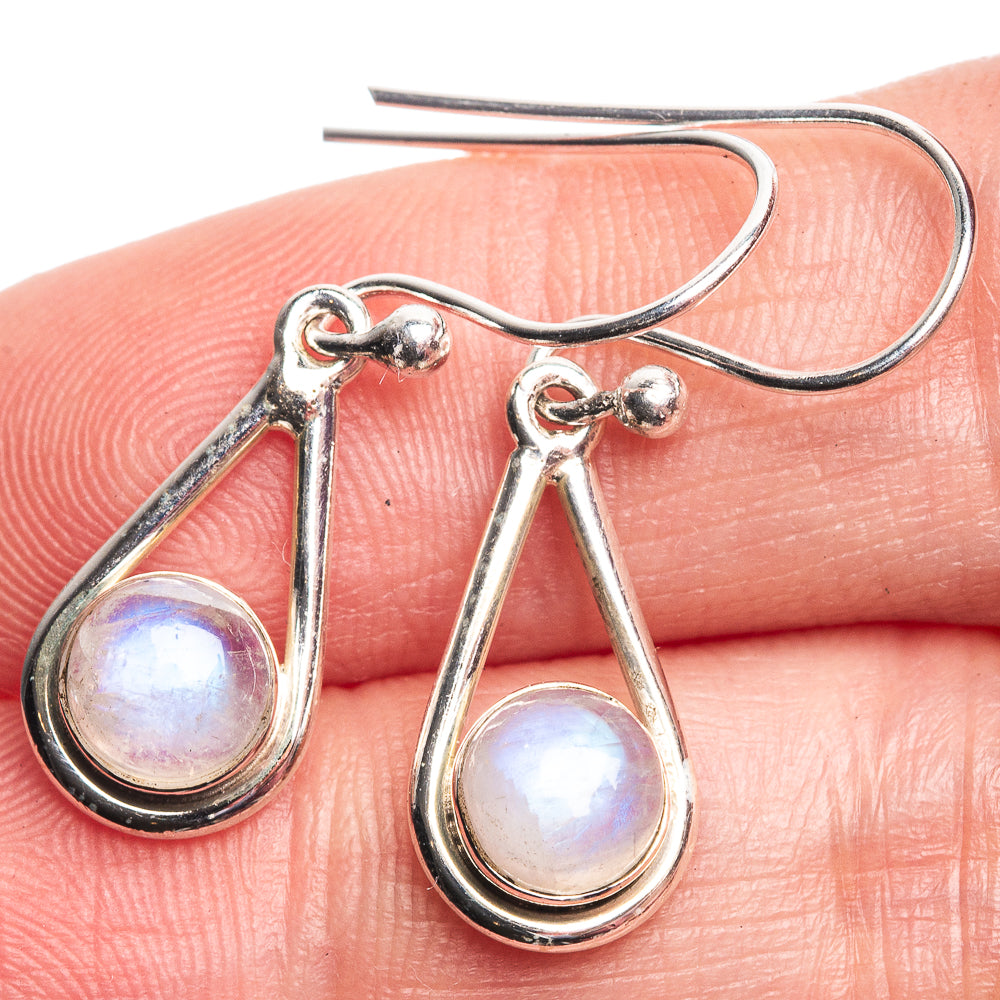 Rainbow Moonstone Dainty Earrings 1 1/4" (925 Sterling Silver) E432504