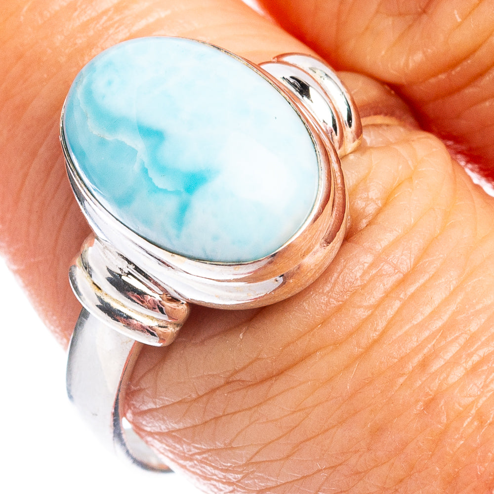 Rare Larimar Ring Size 9 (.925 Sterling Silver)