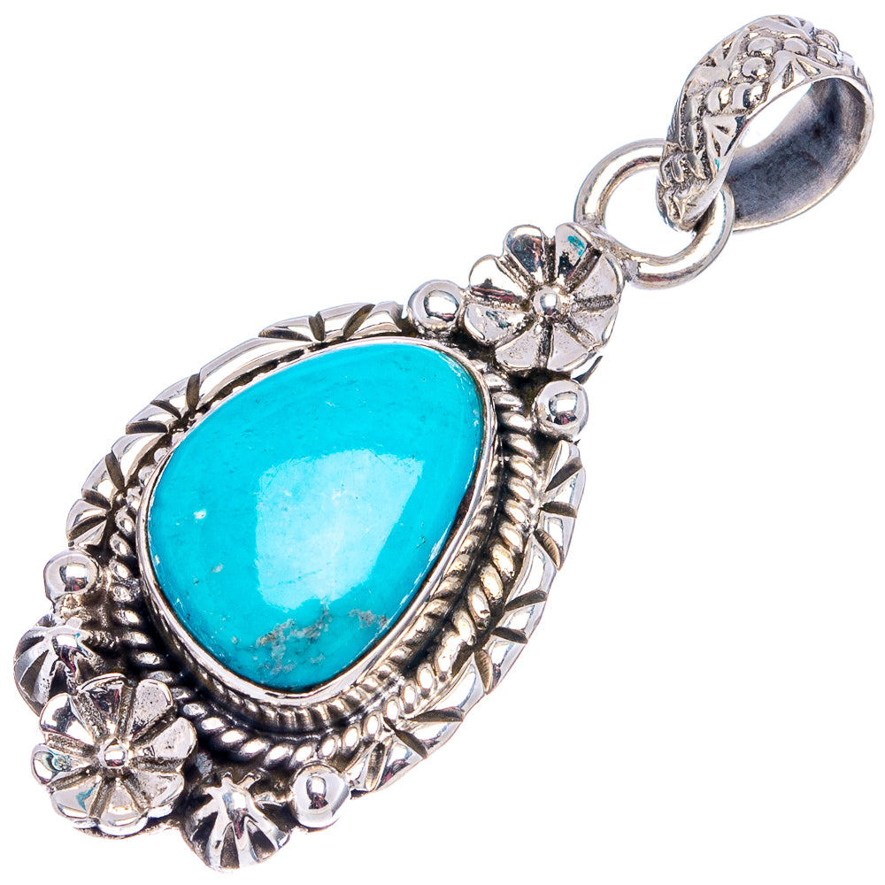 Rare Sleeping Beauty Turquoise Pendant 1 5/8" (.925 Sterling Silver)