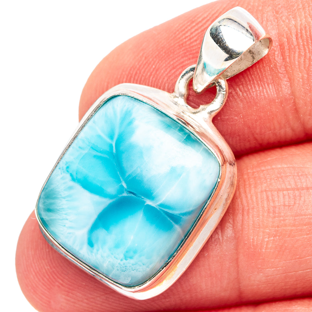 Premium Larimar Pendant 1 1/4" (.925 Sterling Silver)