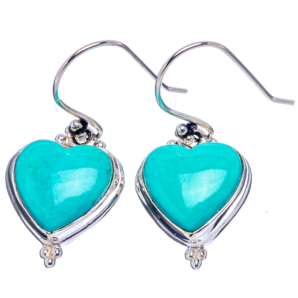 Rare Kingman Turquoise Heart Earrings 1 3/8" (.925 Sterling Silver)