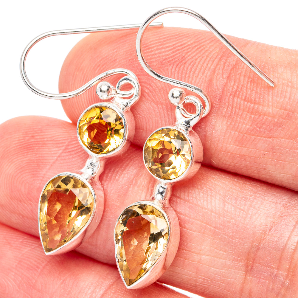 Citrine Earrings 1 3/8" (925 Sterling Silver) E2973