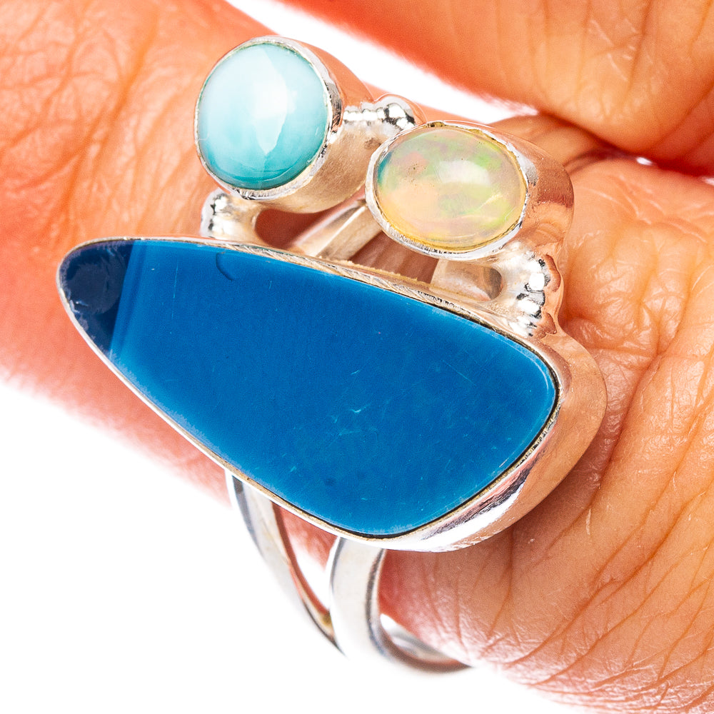 Rare Doublet Opal, Ethiopian Opal, Larimar Ring Size 8.25 (925 Sterling Silver) R7549