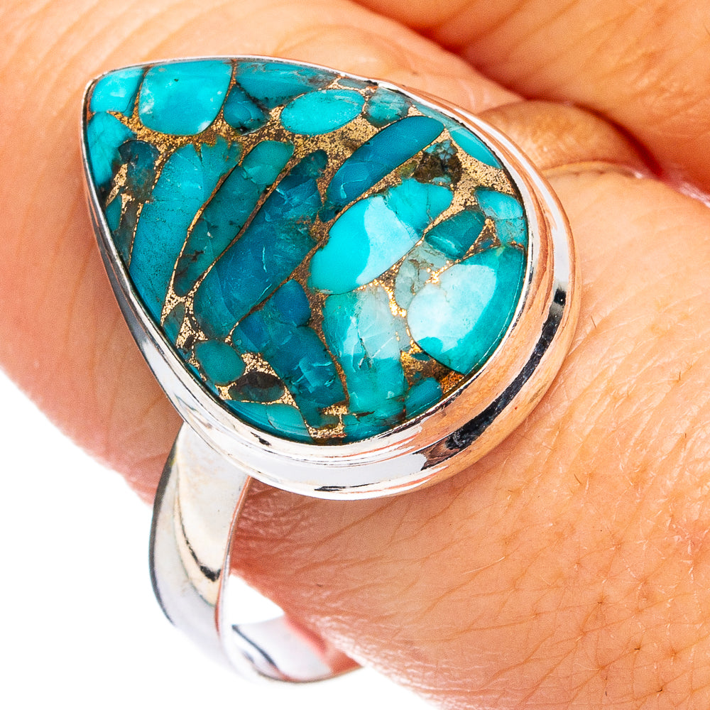 Blue Copper Turquoise Ring Size 11 (.925 Sterling Silver)