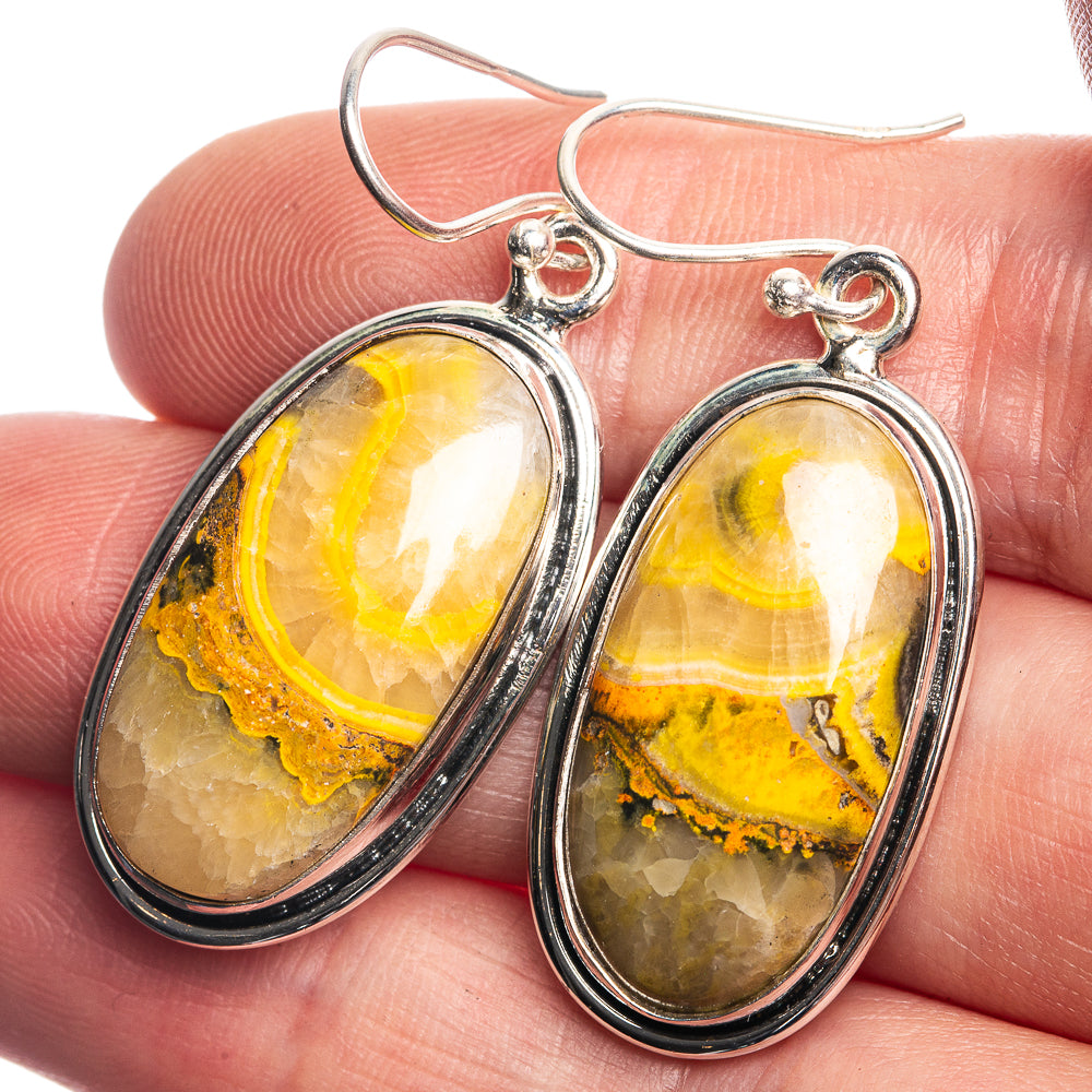 Bumble Bee Jasper 925 Sterling Silver Earrings 1 3/4"