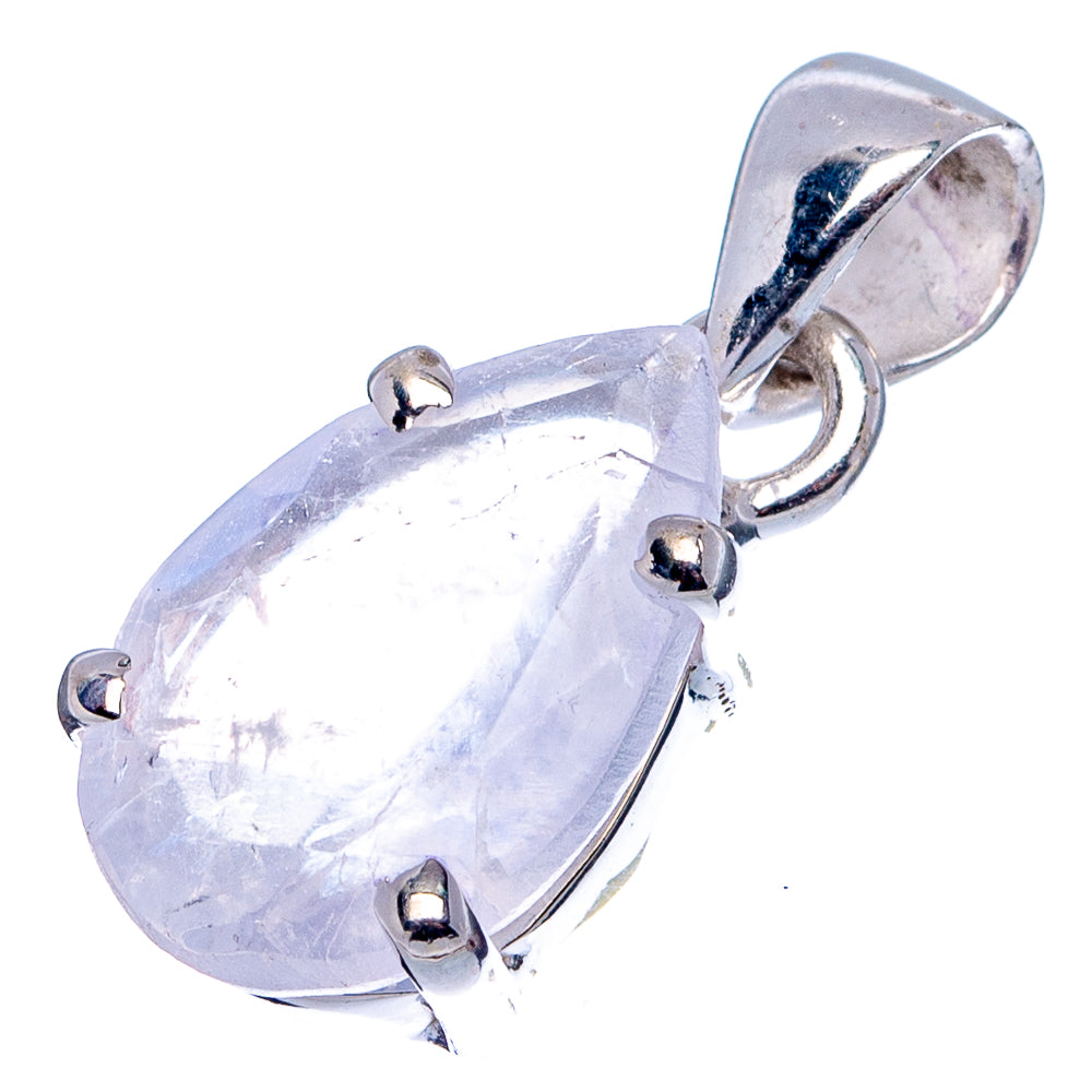 Faceted Rainbow Moonstone Dainty Pendant 7/8" (.925 Sterling Silver)