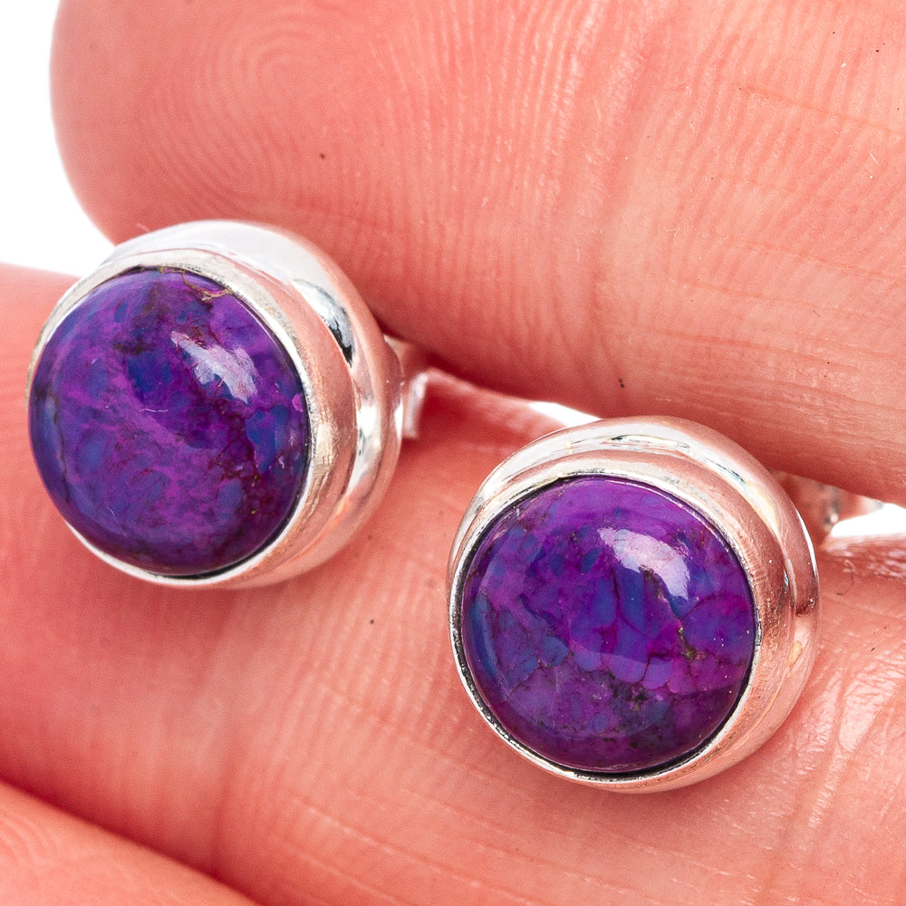 Purple Turquoise Earrings 3/8" (925 Sterling Silver) E433432