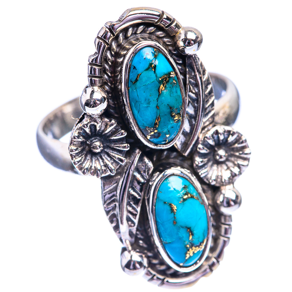 Blue Copper Composite Turquoise Ring Size 8 (925 Sterling Silver) R142027
