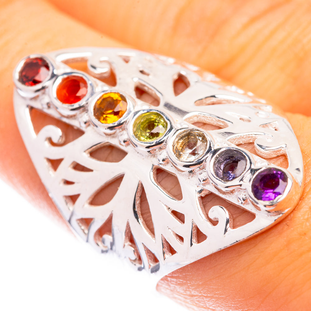 Rainbow Chakra Ring Size 7.5 (925 Sterling Silver) R141314