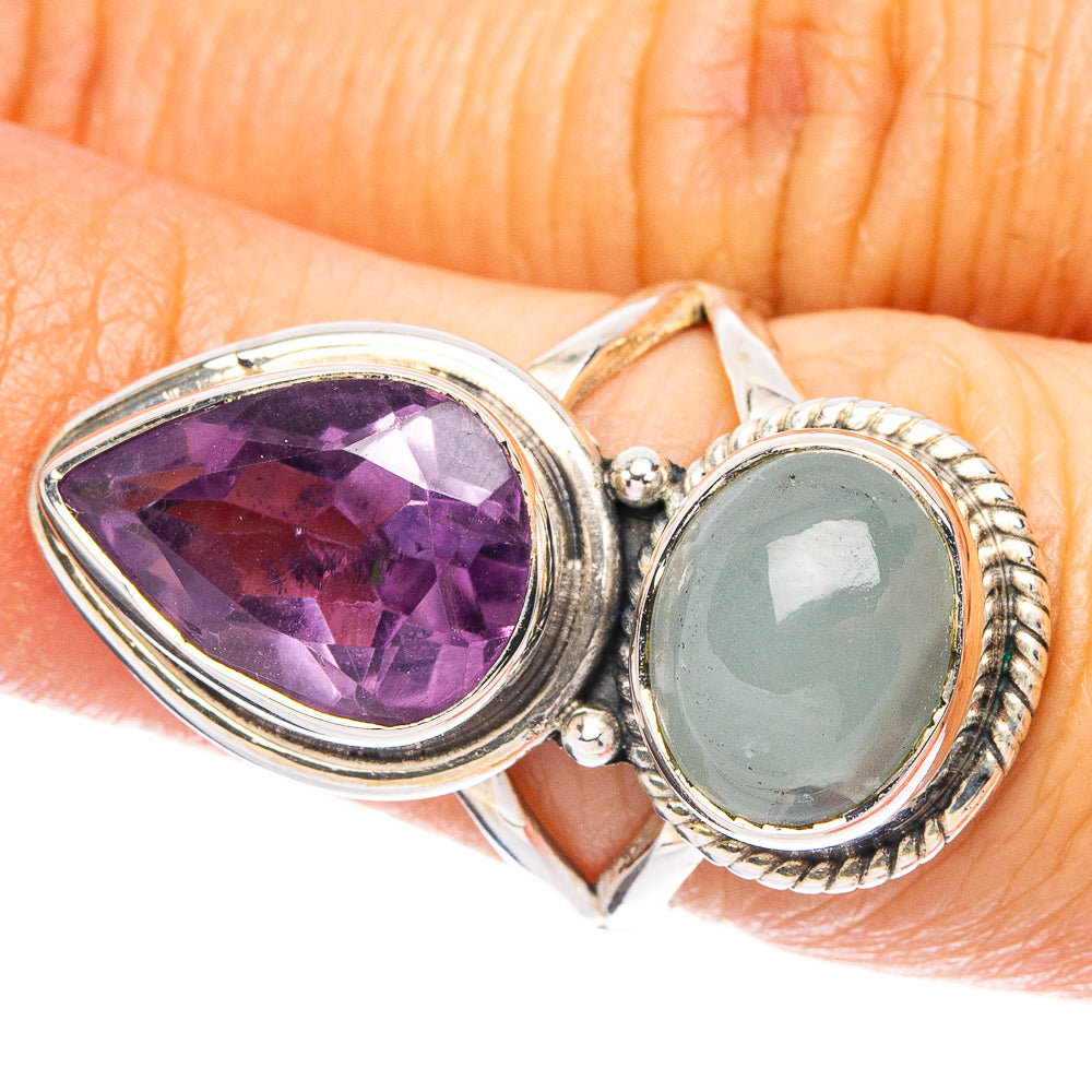 Aquamarine, Amethyst 925 Sterling Silver Ring Size 6 (925 Sterling Silver) R6071