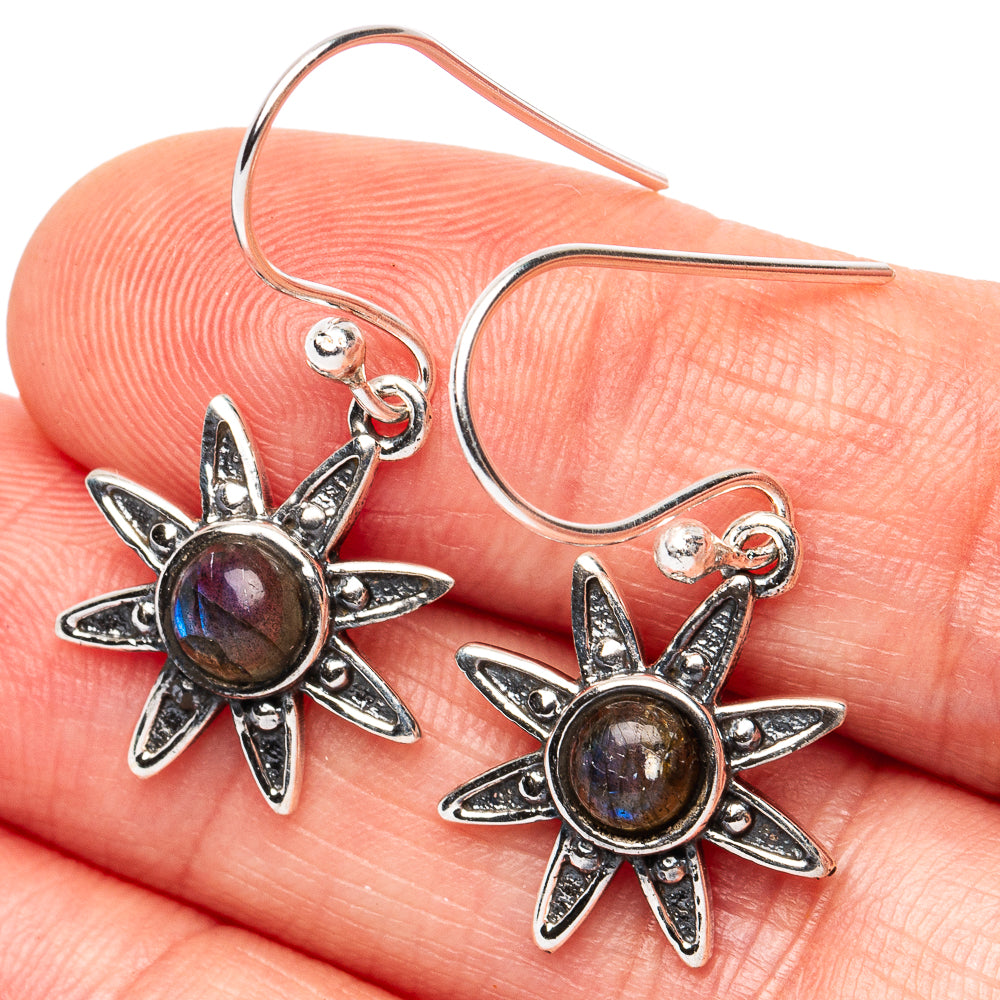 Dainty Labradorite Earrings 1 1/4" (925 Sterling Silver) E2823