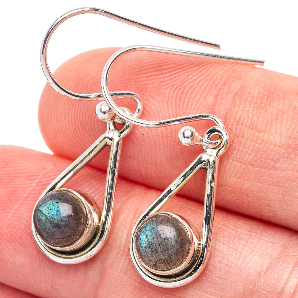 Dainty Labradorite Earrings 1 1/4" (925 Sterling Silver) E2872
