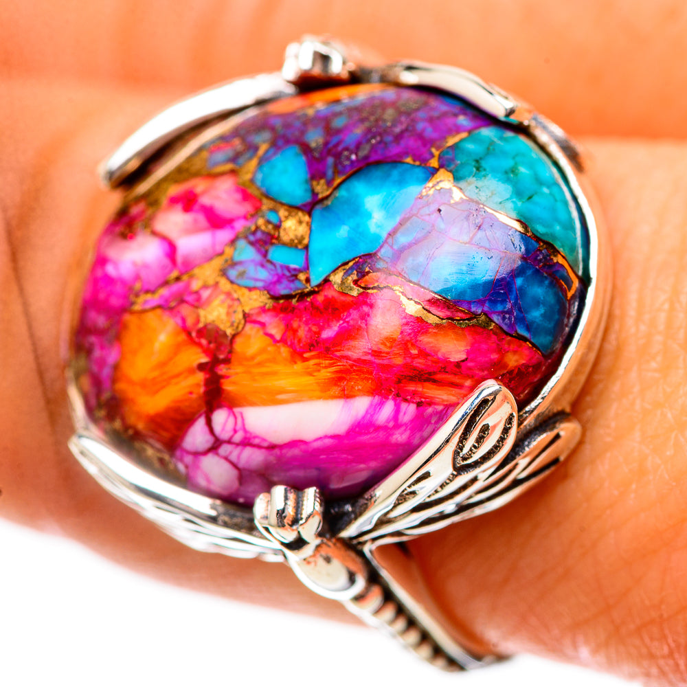 Kingman Pink Dahlia Turquoise Ring Size 9 (925 Sterling Silver) RING139147