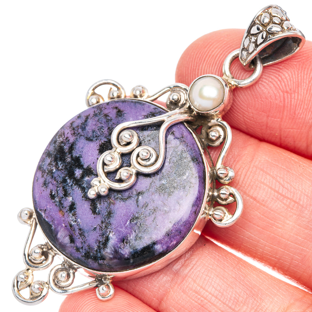 Stichtite, Cultured Pearl Pendant 2 1/4" (925 Sterling Silver) P40039