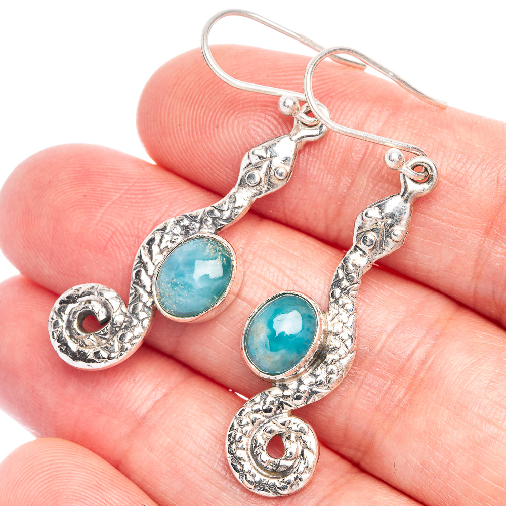 Larimar Earrings 1 3/4" (925 Sterling Silver) E433227