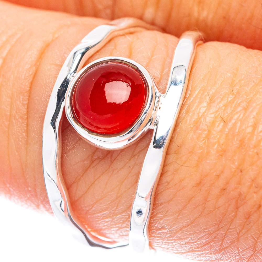 Carnelian Dainty Ring Size 8 (925 Sterling Silver) R5852