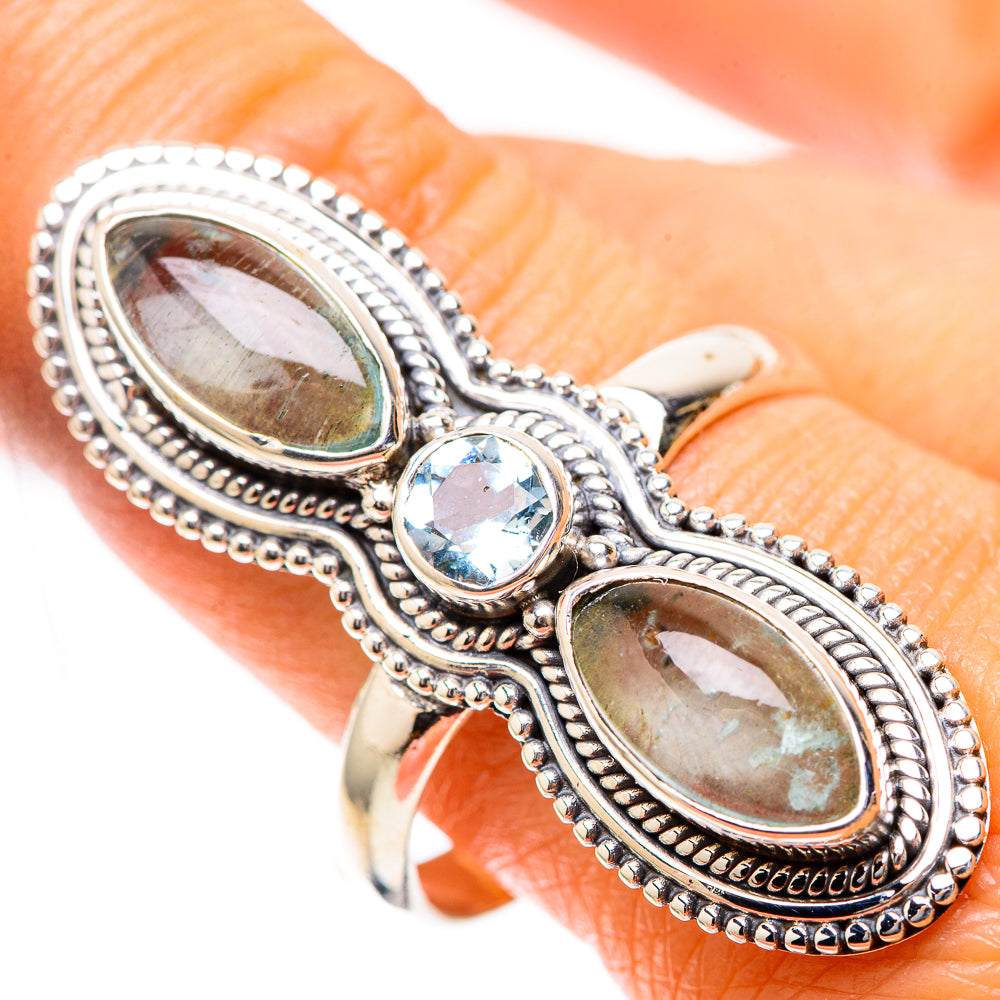 Large Natural Aquamarine, Blue Topaz Ring Size 10.75 (925 Sterling Silver) RING137936