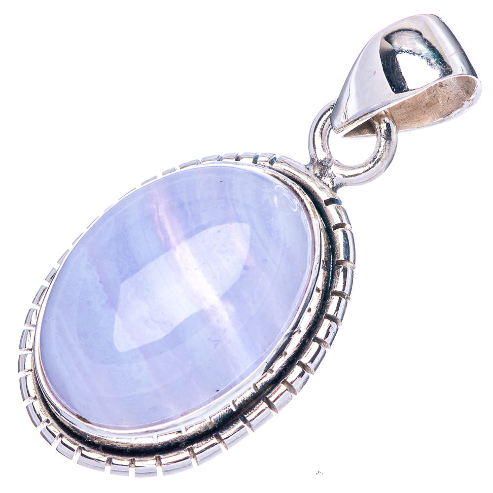 Blue Lace Agate Pendant 1 3/8" (925 Sterling Silver) P42429