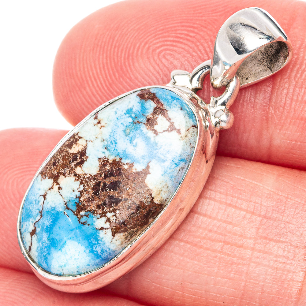 Rare Golden Hills Turquoise 925 Sterling Silver Pendant 1 1/4" (925 Sterling Silver) P41870