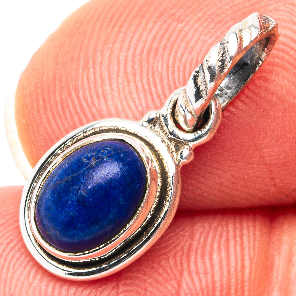 Lapis Lazuli Dainty Pendant 3/4" (.925 Sterling Silver)
