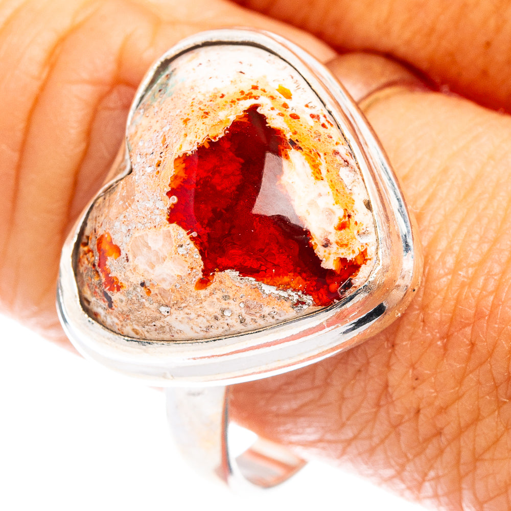 Rare Mexican Fire Opal Heart Ring Size 11 (.925 Sterling Silver)