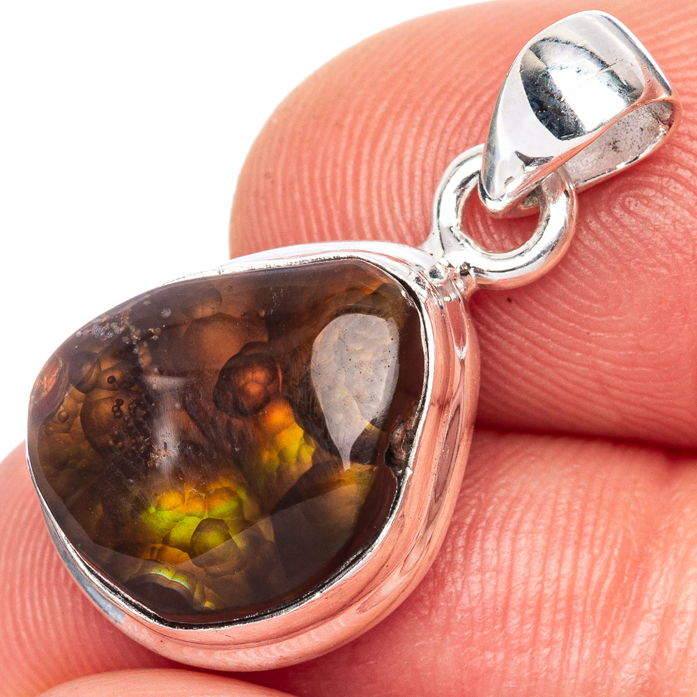 Rare Mexican Fire Agate Pendant 1" (925 Sterling Silver) P41700
