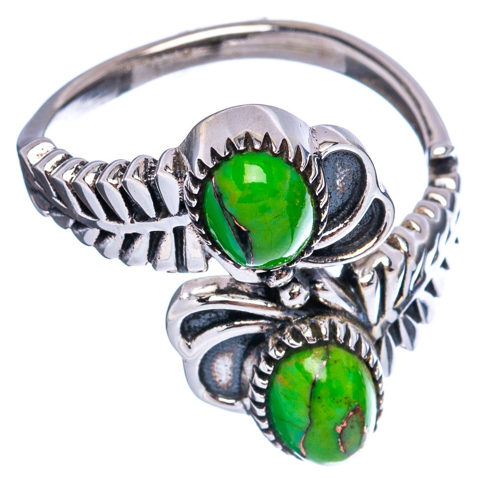 Green Copper Turquoise Ring Size 7 Adjustable (.925 Sterling Silver)