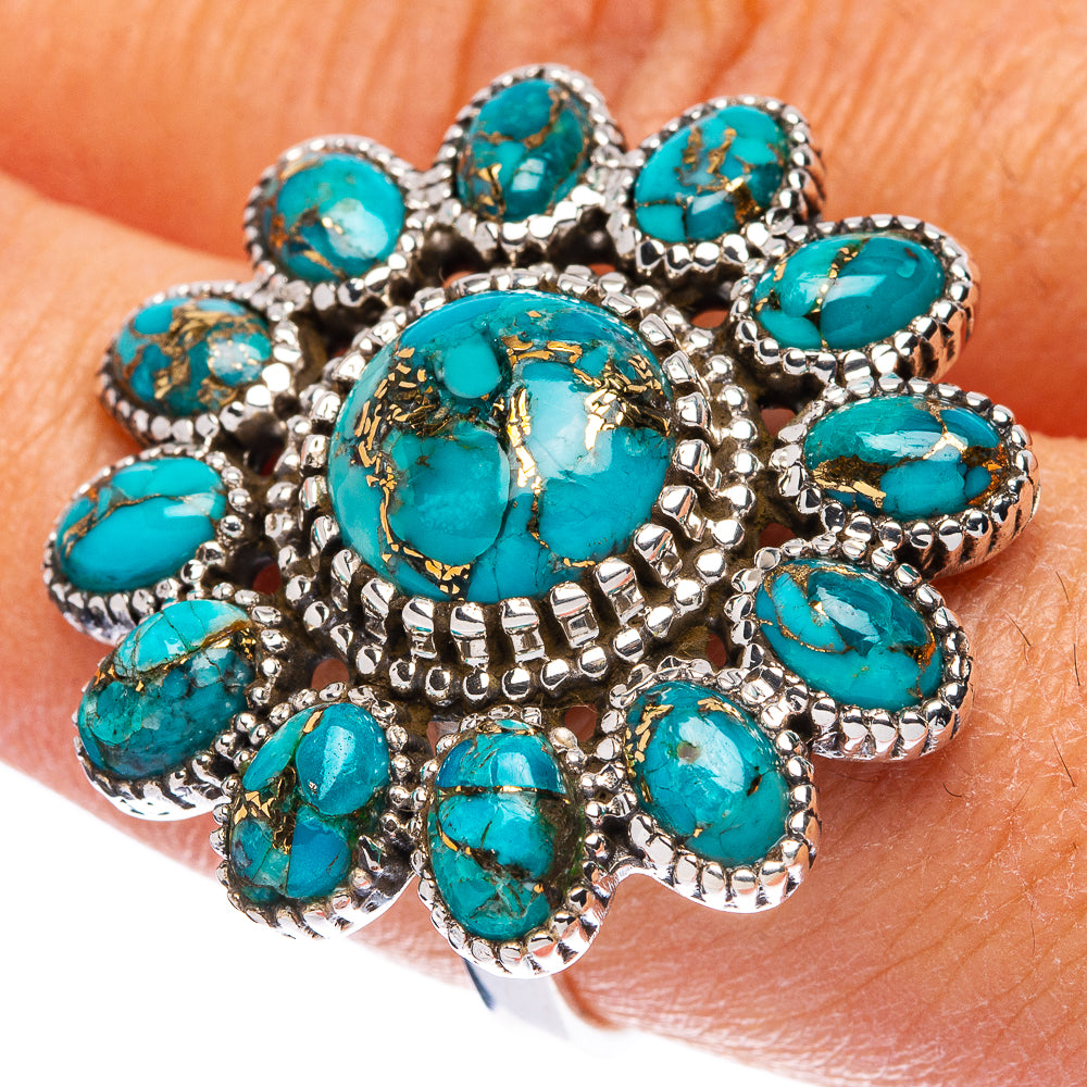 Large Blue Copper Composite Turquoise Ring Size 8 (925 Sterling Silver) R146245