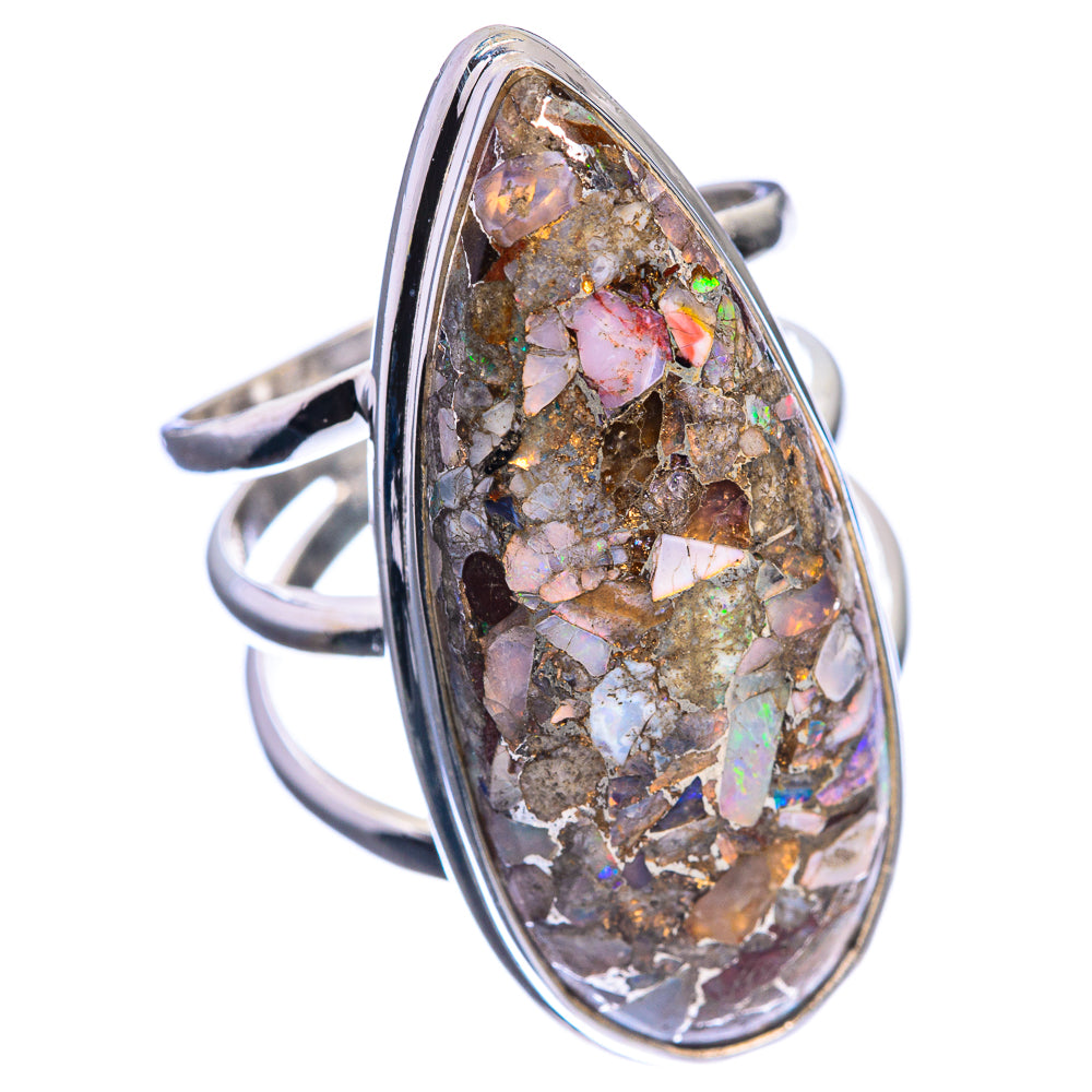 Large Brecciated Ethiopian Opal 925 Sterling Silver Ring Size 8