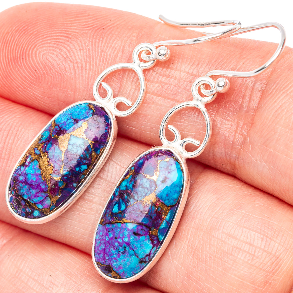 Spiny Oyster Turquoise Earrings 1 5/8" (925 Sterling Silver) E1301