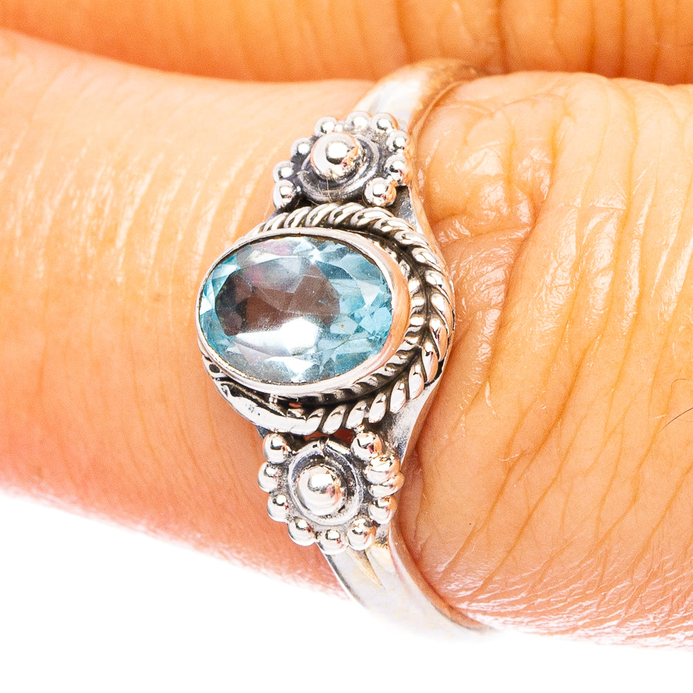 Blue Topaz 925 Sterling Silver Ring Size 7.75 (925 Sterling Silver) R6238