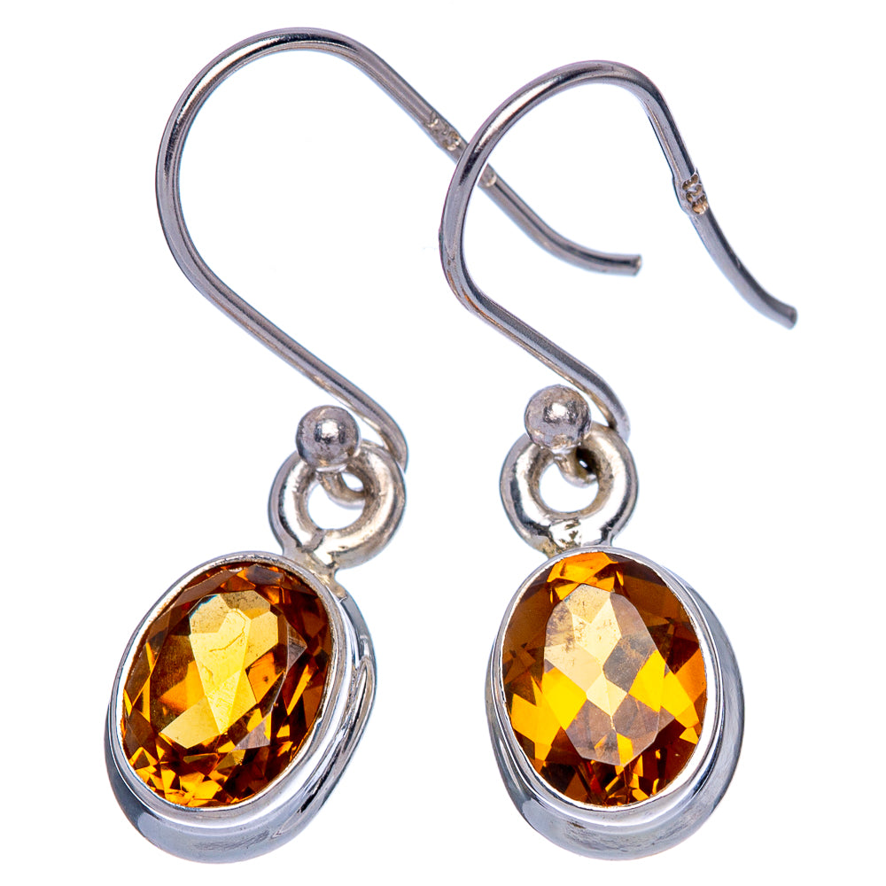 Faceted Citrine Earrings 1 1/8" (925 Sterling Silver) E433305