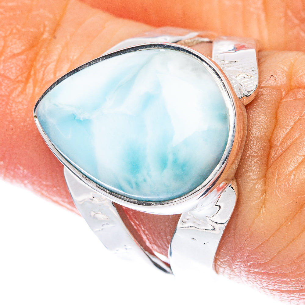 Premium Larimar 925 Sterling Silver Ring Size 5.75 (925 Sterling Silver) R2719