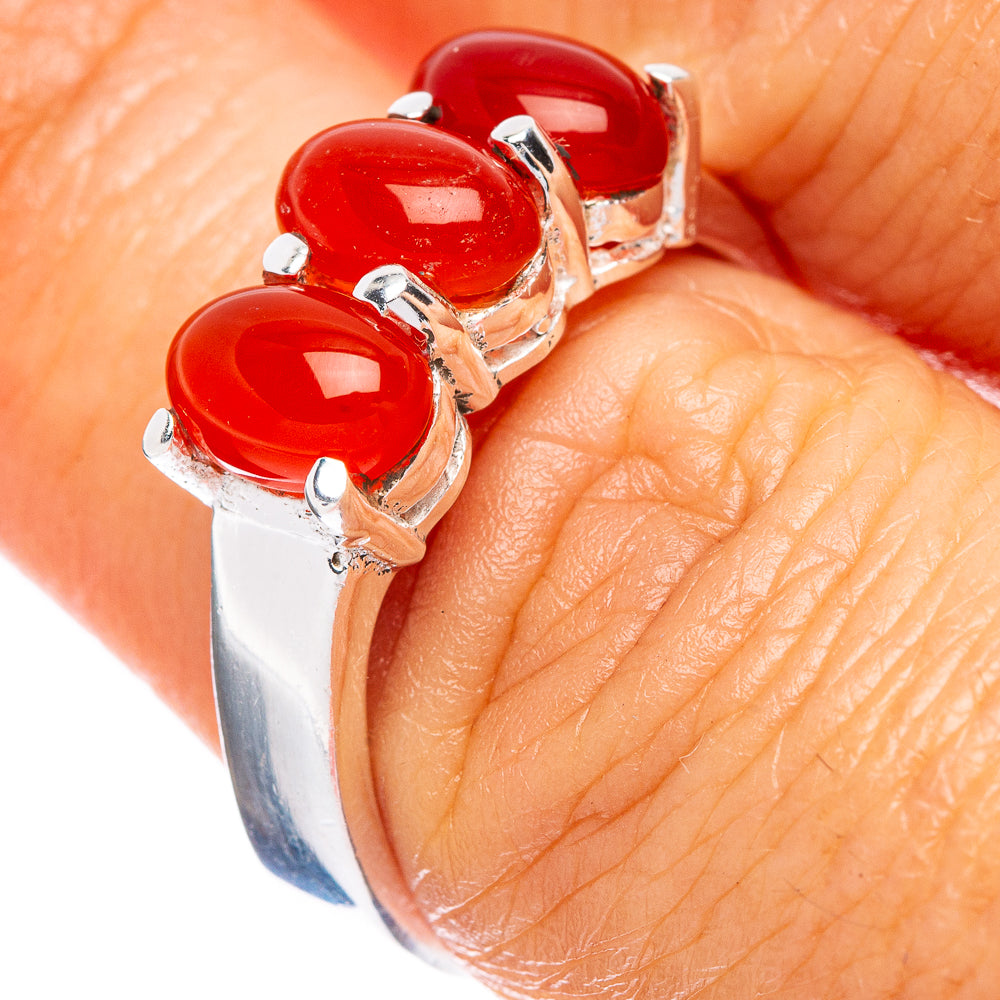 Carnelian Dainty Ring Size 7.75 (925 Sterling Silver) R5192