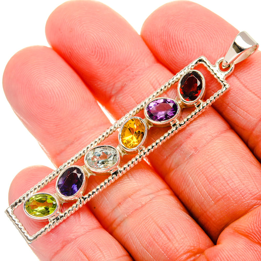 Signature Garnet, Amethyst, Citrine, Blue Topaz, Tanzanite, Peridot 925 Sterling Silver Pendant 2 5/8" (925 Sterling Silver) PD37817