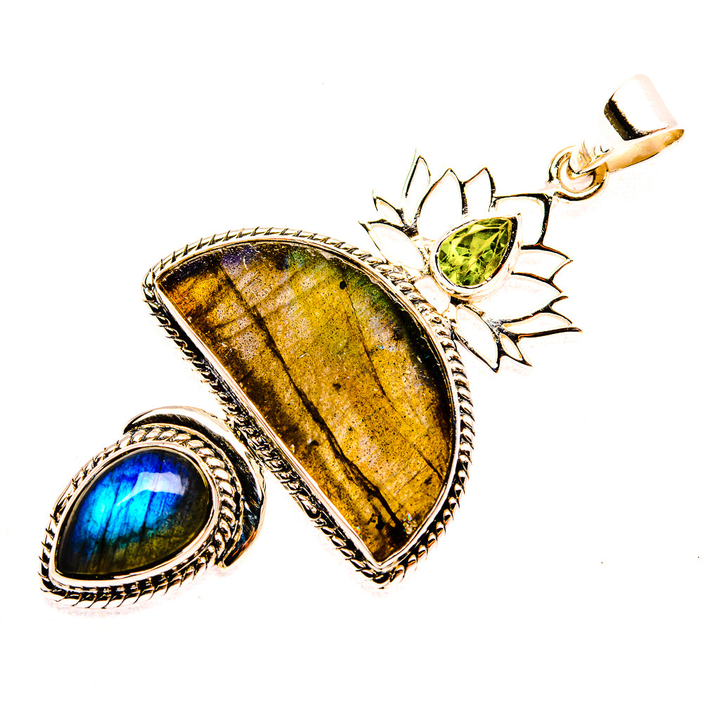 Signature Labradorite, Peridot 925 Sterling Silver Pendant 2 1/8" (925 Sterling Silver) PD37810