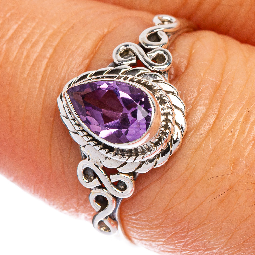 Faceted Amethyst Dainty Ring Size 7.75 (925 Sterling Silver) R147286