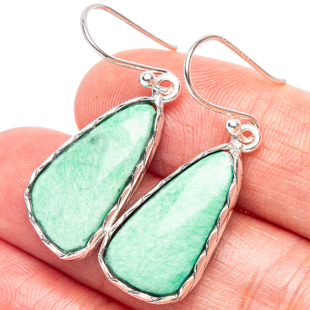 Variscite 925 Sterling Silver Earrings 1 1/2" (925 Sterling Silver) E1990